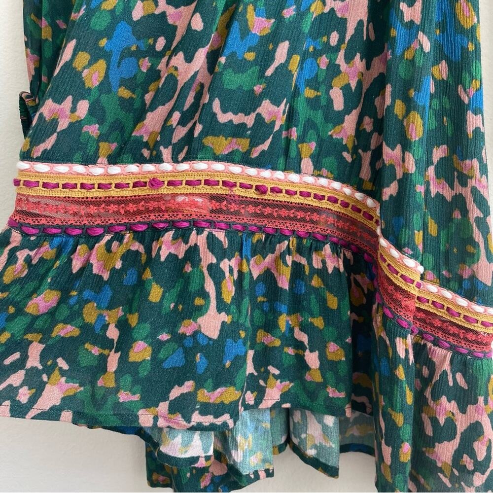 Anthropologie Bl-nk London Veyra Dress in Green Animal Print Medium - Picture 6 of 7